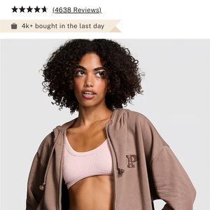 PINK ivy fleece campus full zip up hoodie and joggers set